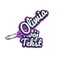 Fioletowy Breloczek z WYBRANYM imieniem i TWOIM TEKSTEM