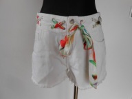 Białe jeansowe spodenki AMISU 38 ozdobne CUDO