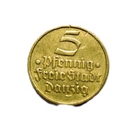 5 Fenigów Flądra z 1932 roku, wyemitowana przez Wolne Miasto Gdańsk