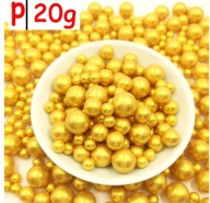 Złote perły do dekoracji tortów i innych wyrobów cukierniczych. Mix - 20 g