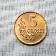 PRL 5 groszy 1949, mennicza, piękna, Brąz, RD, pełen menniczy blask