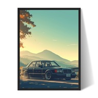 Mercedes 190e Plakat/Obraz w Ramce 40x30cm Prezent dla faceta v3