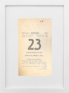 KARTKA Z KALENDARZA 1985-12-23 ORYGINAŁ W RAMCE, PREZENT NA 40 LAT