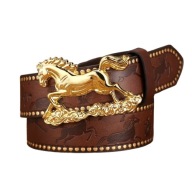 Pasek Western z Koniem Skórzany Styl Kowbojski Cowboy Vintage Unisex