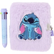 STITCH Pluszowy pamiętnik zapinany na kłódkę notes A6 + kolorowy długopis