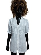 WŁOSKA BLUZKA lniana rękaw podpinany plisy xl-40