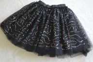 Spódniczka warstwowa, czarna, tiul, cekiny 8 l