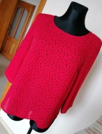 In Extenso Auchan klasyczna czerwona bluzka rękaw 3/4 czarny wzór r. M 38