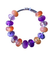 Modułowa bransoletka, pomarańczowy i fioletowy, koraliki w kocie łapki