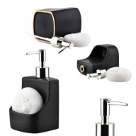 DOZOWNIK DO MYDŁA PŁYNU NACZYŃ CZARNY Z MIEJSCEM NA GĄBKĘ 400 ML