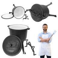 KOCIOŁEK EMALIOWANY ŻELIWNY 10L GARNEK MYŚLIWSKI WĘGIERSKI NA OGNISKO GRILL