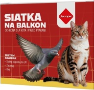 ZESTAW SIATKA NA BALKON DLA KOTA PTAKI GOŁĘBIE 4X3m, OKO 50mm BEZ WIERCENIA