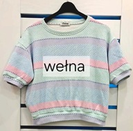 Bluzka z krótkim rękawem w pastelowe kolory 70 % wełna 30% akryl