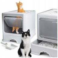 KUWETA DLA KOTA Z SZUFLADĄ ZAMKNIĘTA DUŻA KRYTA NA ŻWIREK TOALETA + ŁOPATKA