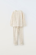 ZARA PIŻAMA Z TKANINY WAFFLE Z NADRUKIEM ANIMAL PRINT DLA DZIEWCZYNKI 140