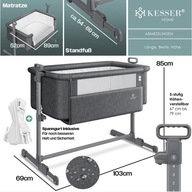 Łóżeczko turystyczne KESSER 69 x 103 cm szary