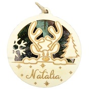 Drewniana Bombka z imieniem na choinkę Bombka z grawerem personalizowana