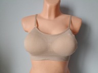 Śliczny biustonosz super elastyczny beżowy wyjmowane wkładki