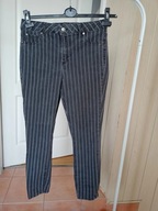 denim co 38 spodnie dżins rurki szare białe paseczki ze średnim stan