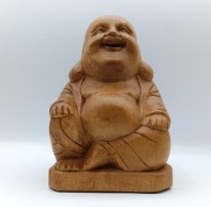 stara rzeźba - Śmiejący się Budda - rzeźba z drewna - bardzo ładna - 16cm