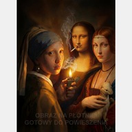 Mona Lisa, Dziewczyna z Perłą i Dama z Gronostajem, obraz na płótnie 55x80