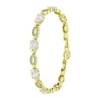 86740 Bransoletka stal chirurgiczna 316L pozł.14k cyrkonie 18,5-16,5 CM 6MM