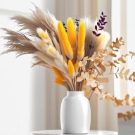 Sztuczne kwiaty bukiet dekoracyjny suszone trawy pampasowa kompozycja 42 cm