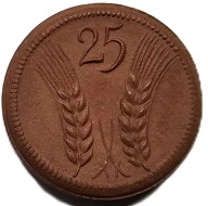 Polska, Ziębice (Münsterberg). Notgeld 25 fenigów 1921 moneta z ceramiki