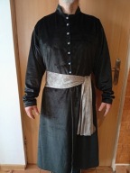 Zupan czarny aksamit rozszerzony guzy pętelki . Pas gratis !!!