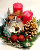 Stroik Boże Narodzenie Świece Bombka Szyszka Dekoracja na stół