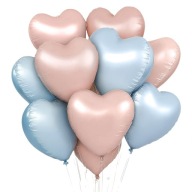 Balony Foliowe Serca 24 szt Różowe Niebieskie Ślub, Walentynki, ZARĘCZYNY