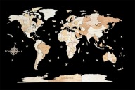 Nowa drewniana mapa świata 3D 170x100cm ozdoba na ścianę 2 kolory