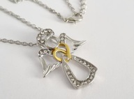 PIĘKNY WISIOREK ANIOŁEK SREBRNO ZŁOTY CYRKONIE