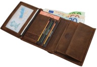 MYLEDERSHOP Portfel Skórzany Z Bawoła RFID NFC Ochrona Brązowy Motyw Ryby