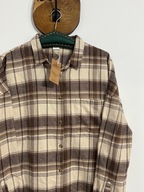 246 Nowa bawełniana koszula brązowa krata luźna sportowa NEXT M Vintage