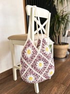 Torba handmade różowy melanż w stokrotki