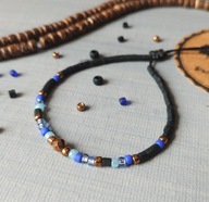 TAORMINA TOHO bransoletka czerń niebo szafir miedź szkło BlackberriesArts
