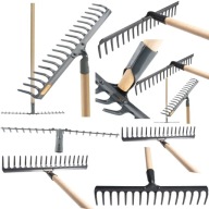 GRABIE OGRDODOWE GRABKI METALOWE DO TRAWY DO LIŚCI DREWNIANY TRZON 18-ZĘBNE