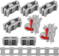 ZESTAW ROZBUDOWY 32X TORY KOLEJOWE SZYNY KLOCKI KONSTRUKCJA PREZENT ROZJAZD