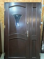 DRZWI Zewnętrzne Mahoniowe Drewniane Dwuskrzydłowe Wejściowe 133x218cm