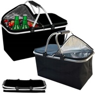 SKŁADANY KOSZ PIKNIKOWY IZOLACJA TERMICZNA ZAKUPY PLAŻA ZAMYKANY ZAMEK