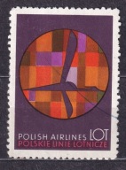 1950 Znaczek nalepka reklamowa Polskie Linie Lotnicze LOT
