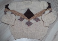 sweter ręcznie robiony beżowy r. 42/44
