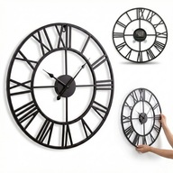 ZEGAR ŚCIENNY LOFT METALOWY 40CM RETRO CICHY 3D CZARNY DO SALONU DUŻY