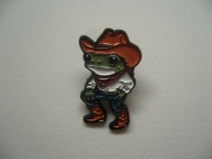 METALOWA EMALIOWANA PIN PRZYPINKA ŻABA ŻABKA KOWBOJ
