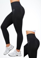 Legginsy WYSOKI STAN S siłownie FITNESS czarne SPORTOWE push up bezszwowe