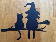 METALOWA DEKORACJA CZAROWNICA KOT