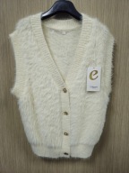 Kamizelka dzianina kremowa włochata r. Uni Italy !!!