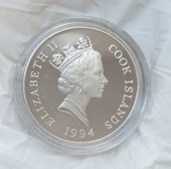 WYSPY COOKA - 20 DOLARÓW 1994 - KRÓLOWA MATKA - PROOF L - SREBRO - RZADKA