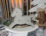 Uroczy Konik na biegunach z dzwoneczkiem stroik święta Boże Narodzenie